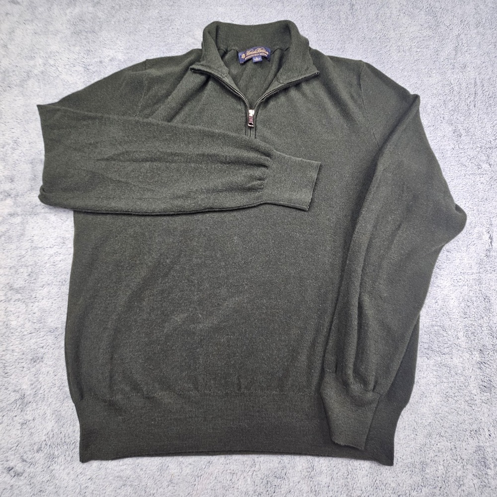 Brooks Brothers 1/4 Zip Sweater Mens Large Extra Fine Merino Wool Made In Italy